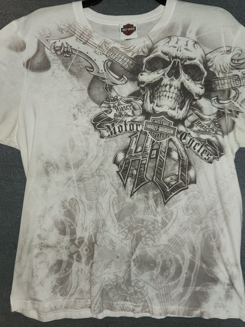 Harley-Davidson Men's White Graphic Skull T-Shirt #433